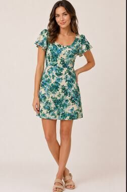Suite 7 Petite  Cottagecore Women's Floral Farm Ruffled Midi Dress